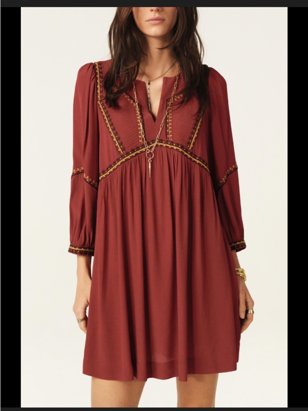 NWT Ba&Sh TULSIE Mini Dress in Red / brique size 2 / Medium boho - Picture 2 of 16